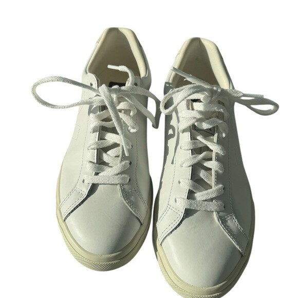 Veja Esplar Low Top Sneakers Womens US 9 White Lace Up Logo Suede Heel - Picture 2 of 7